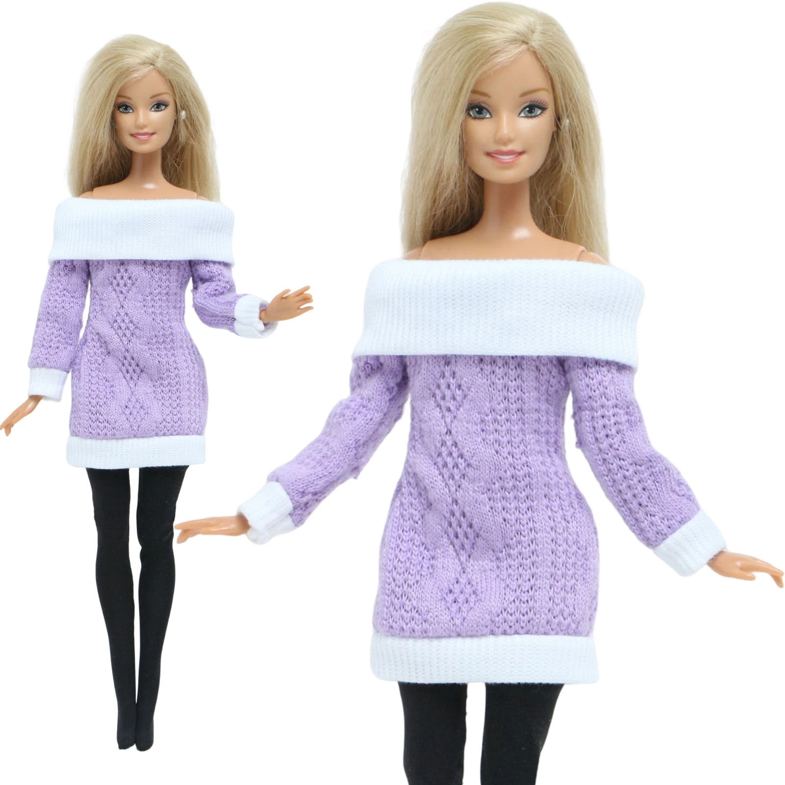 BJDBUS 2 Pçs/set Boneca Da Moda Inverno Camisola de Malha Vestido Roxo  Preto Meias Meias de Roupas para Barbie Doll Acessórios Brinquedo -  AliExpress