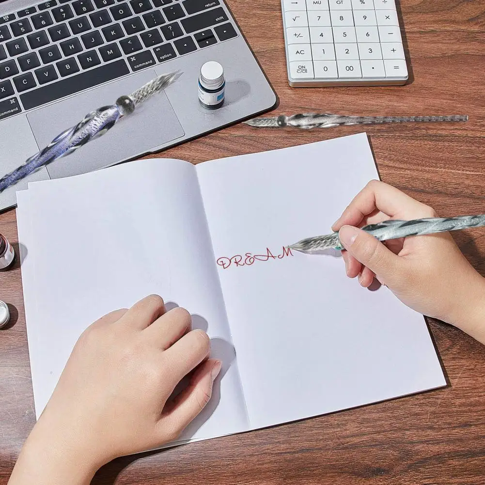 Color Testing Tool Colorful Dip Pen Elegant Glass Pen for Calligraphy Painting with Smooth Lines Beautiful Color Effects Easy
