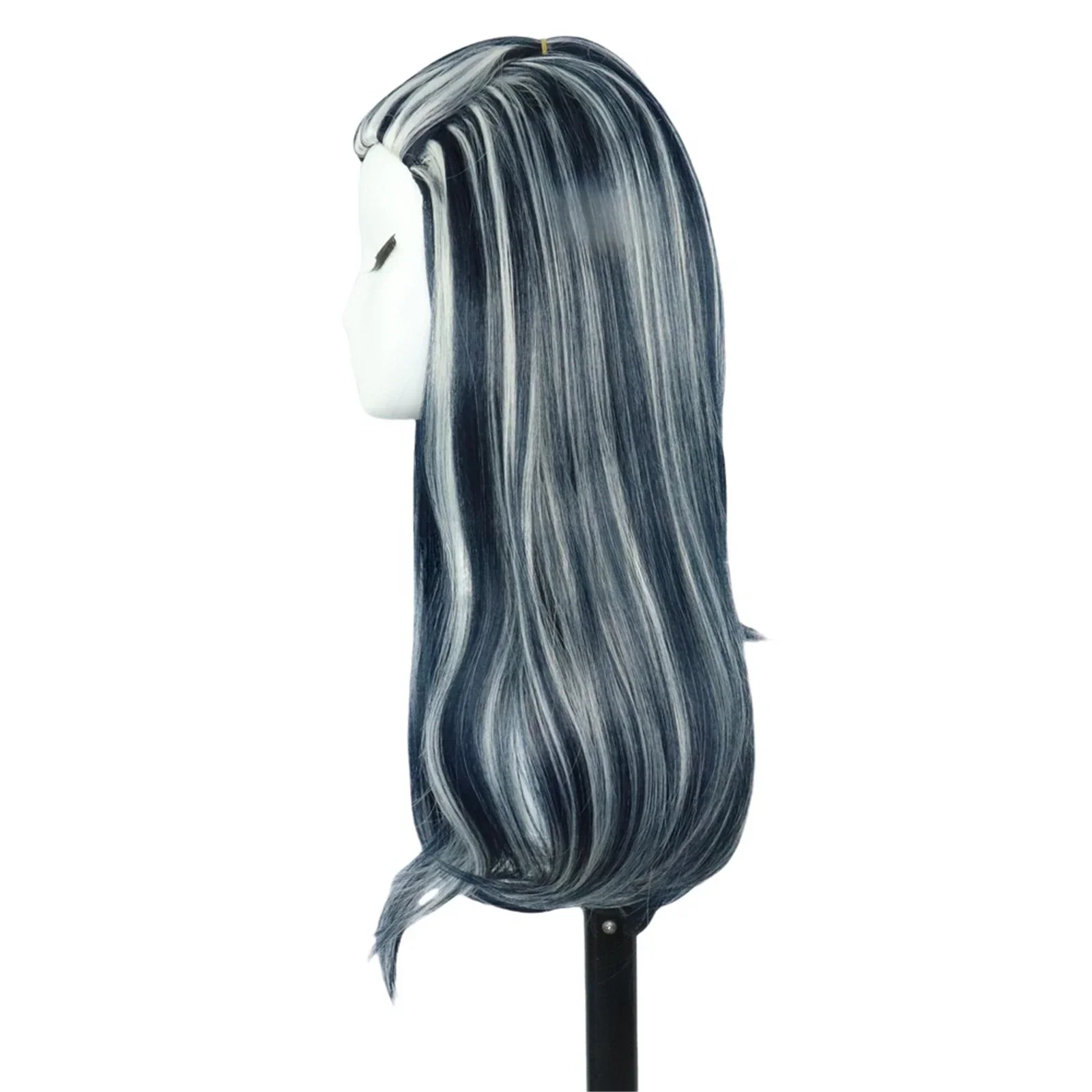 TV Monster High Frankie Stein Cosplay Wig Adult Women Girls Black White Long Straight Hair Halloween Carnival Party Props