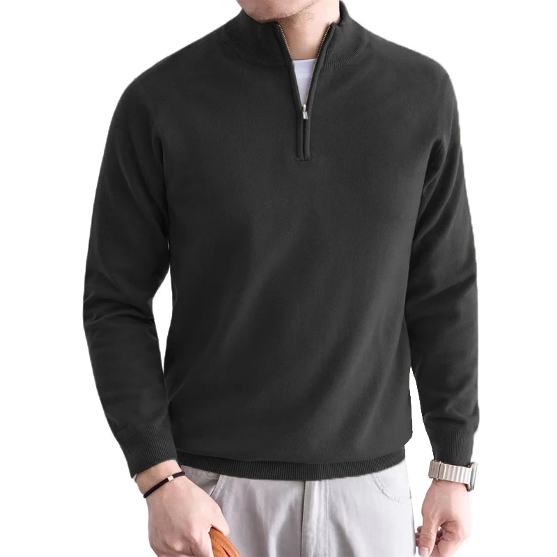 Animal Game Men Turtle Neck Knitted Polo Sweaters Solid Knit Blouse Men's Cold Blouse Male Casual Pullovers Warm Zipper Knitwear