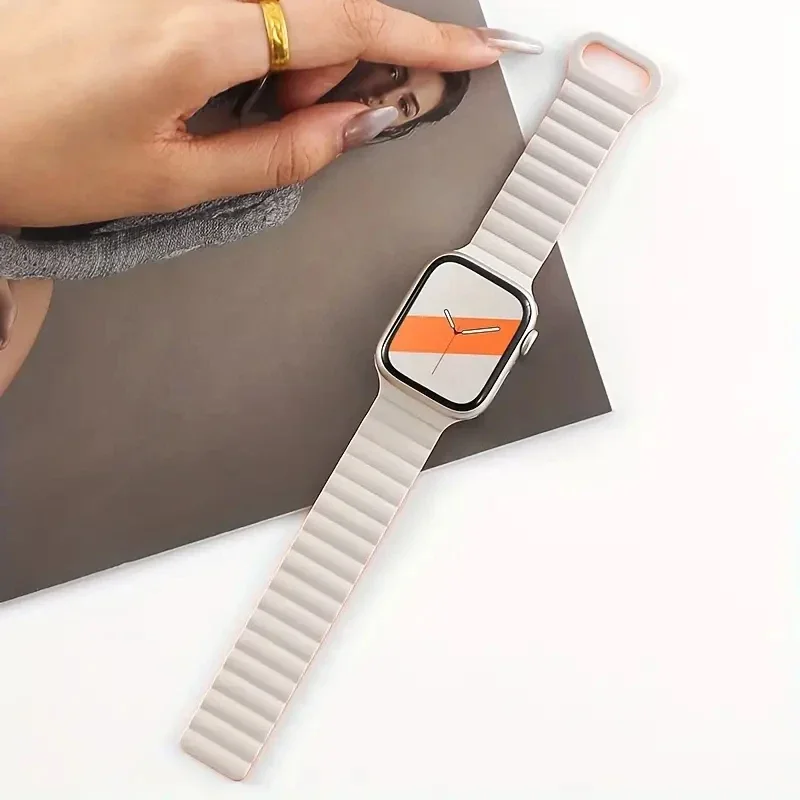 Magnetic silicone watch band for Apple Watch 38/40/41mm42/44/45/49mm, sport loop men's women's watch band for iWatch 987654321Se