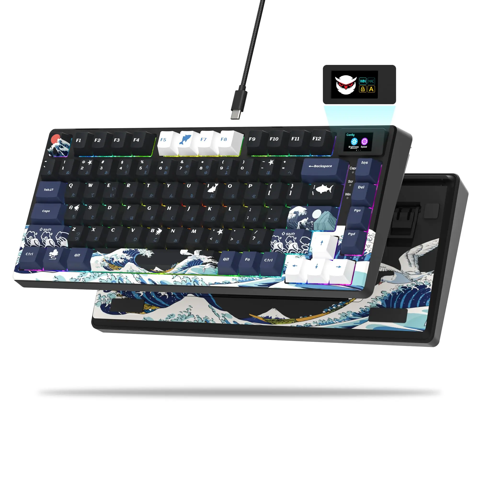 Mulheres S-k80 75 Teclado com Display Oled Teclado Mecânico para Jogos Hot Swap Montagem de Junta Teclado Personalizado Rgb