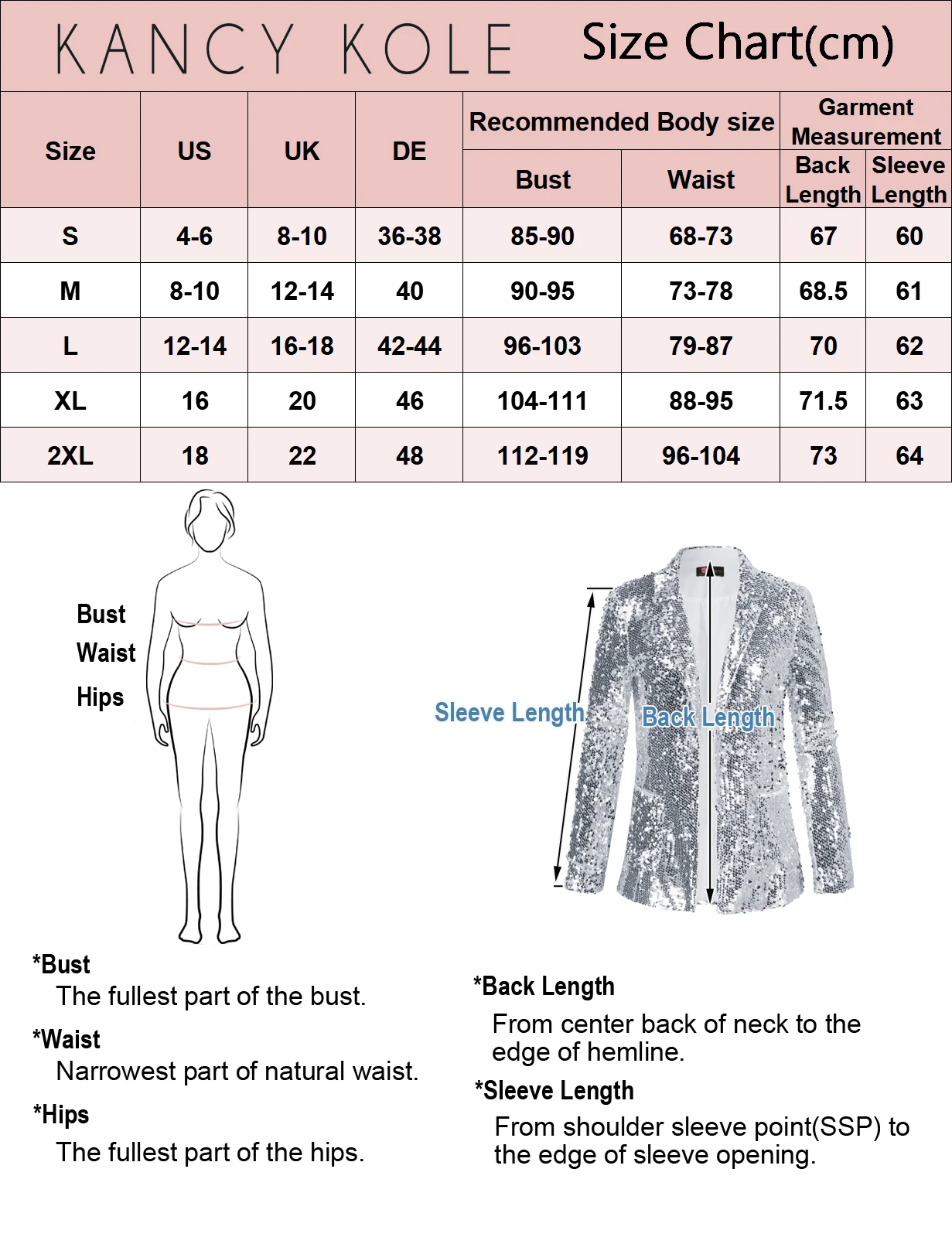KK Women Sequined Coat Long Sleeve Lapel Collar Hips Length Office Lady Cocktail Party Jacket Formal Fashion Outerwear Casual