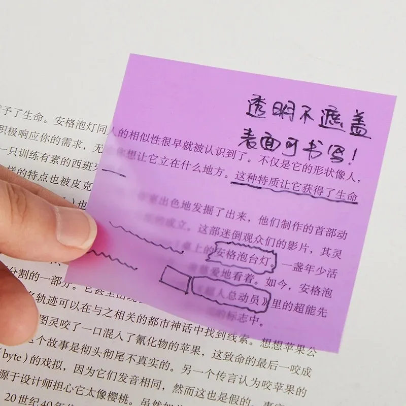 투명 스티커 메모 패드, 학교, 사무실용 책 주석용, 방수 자체 접착 컬러, 50 매