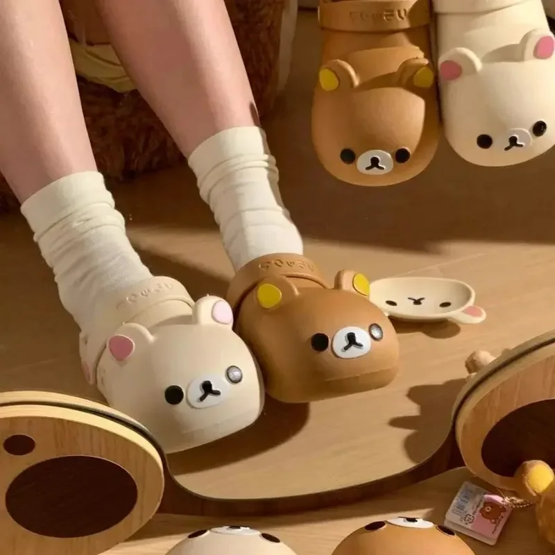 Cartoon Bear Women's Slippers Breathable Summer Beach Sandals_voghion.com