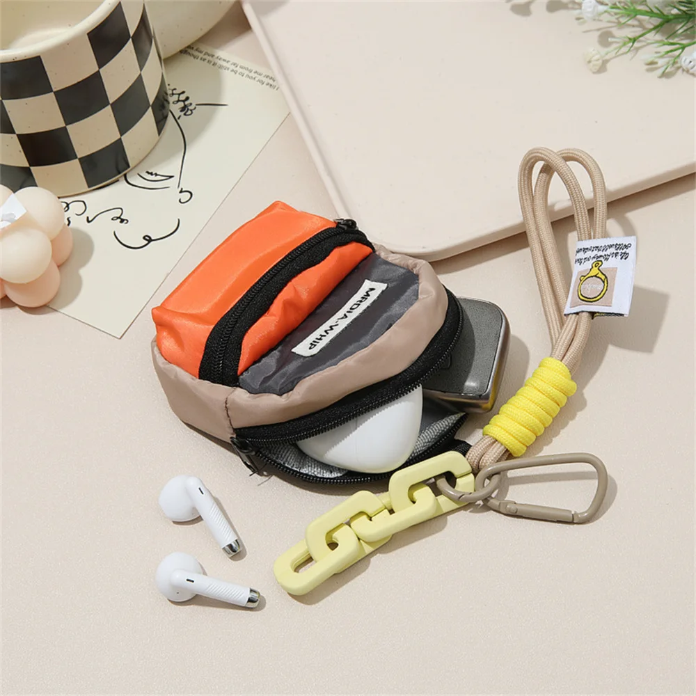 Kawaii Macaron Color Mini Coin Purse Backpack Pendant Anti Loss Key Chain Wallet Multifunctional Earphone Bag Portable
