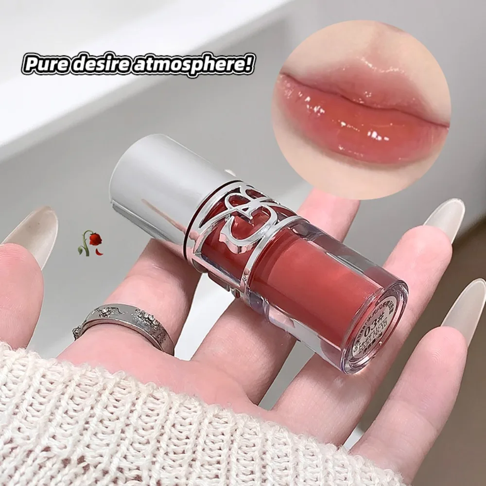 Gloss à lèvres effet miroir gris café transparent, hydratant et repulpant, longue tenue, effet huileux et juteux._voghion.com