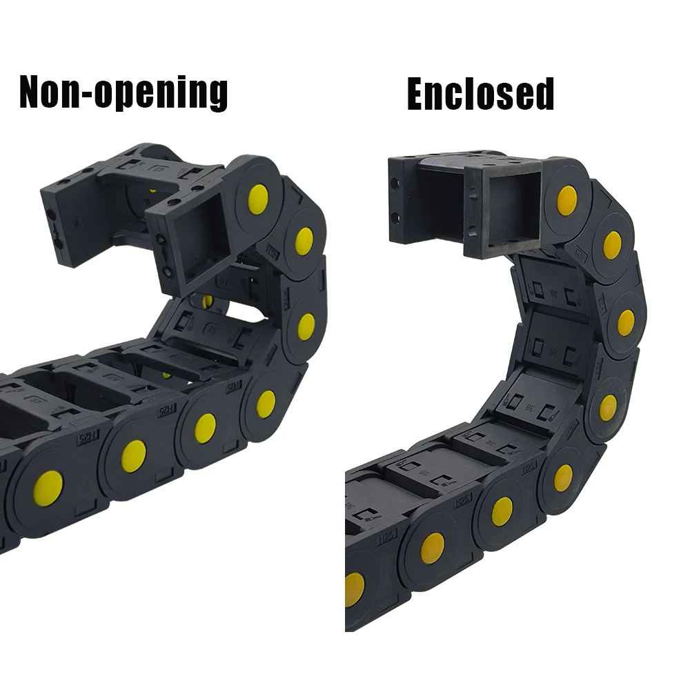 Plastic Cable Chain Cable Carrier MHCN Cable Chains R55~R150 25x25 25x38 25x57 Semi-enclosed Plastic Towline 1m length Yellow dot enhancement for CNC