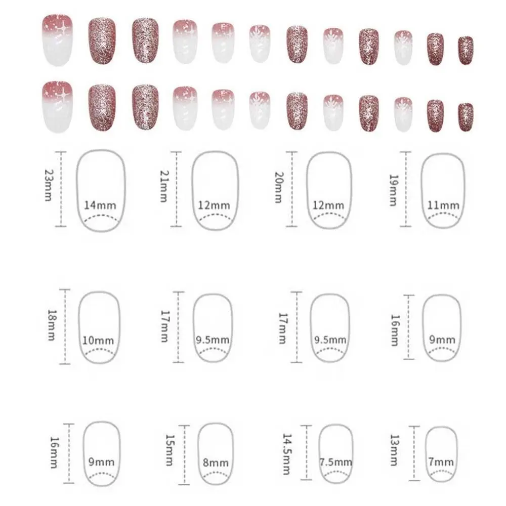 24Pcs/set Nail Accessories Christmas False Nails Manicure Material Almond Shaped Christmas Fake Nails Short Square