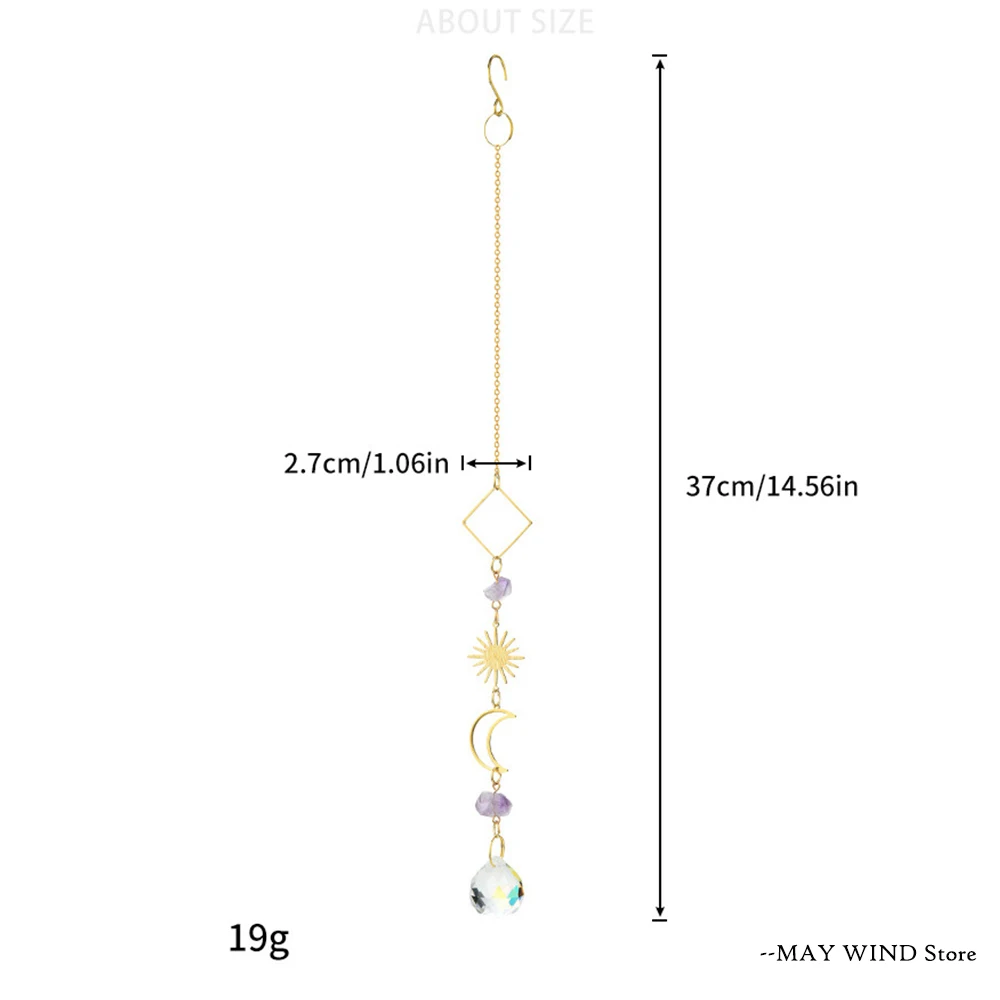 Sun Catcher Crystal Pendant Sun Catchers Window Ornament Garden Suncatcher Crystal Pendant Hanging Rainbow Maker Prism Crystal Chain for Window Drop Bell Christmas Tree Home Decor 1PCs