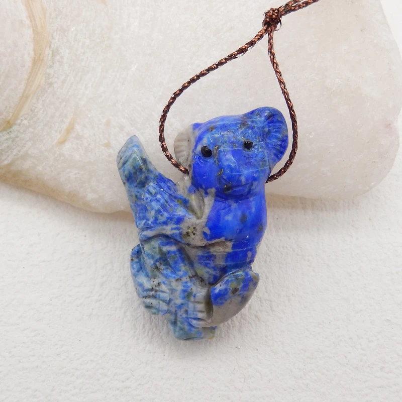 

Semiprecious Natural Stone Lapis Lazuli Handmade Animal Koala Pendant Bead 41x28x12mm 15.5g Fashion Jewelry Necklace Accessories