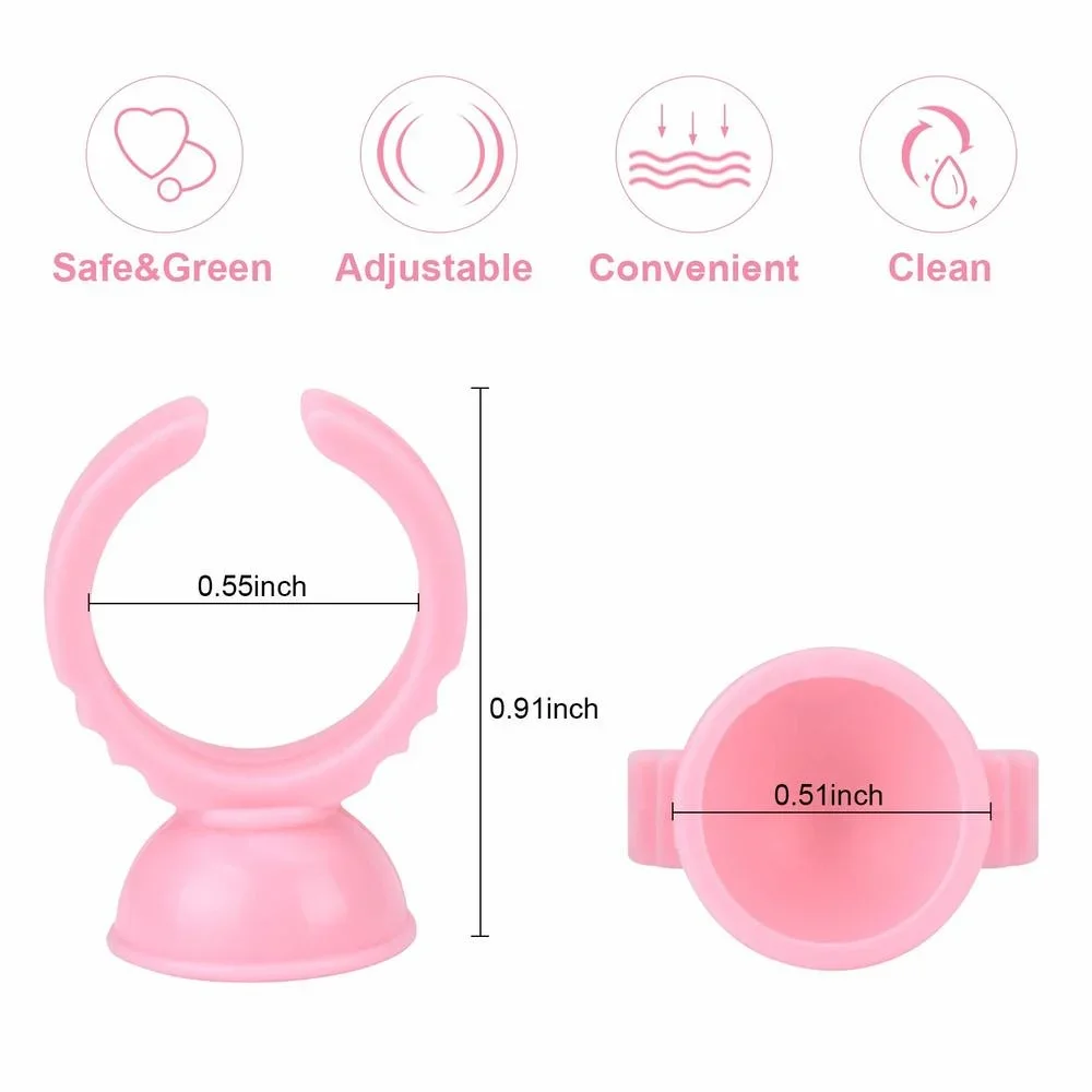 Anneaux de colle rose pour extension de cils de poulet, porte-palette, conteneur, vente en gros, accessoires pour cils, tasse de tatouage, over, 500 pièces