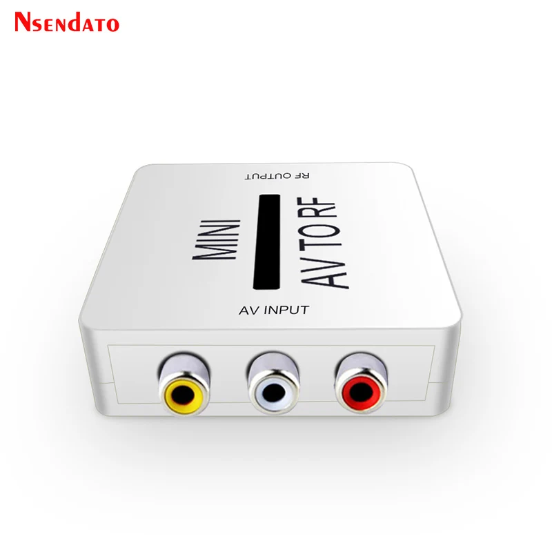 Mini RCA AV CVSB to RF HD Video Audio Converter Box Support 67.25Mhz 61.25Mhz AV Input To RF Output TV Signal Switcher Adapter