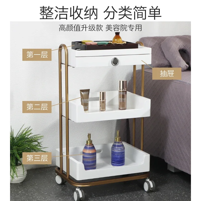 Makeup With Wheels Salon Trolley Beauty Equipment Rolling Cart Salon Trolley Storage Tattoo Furniture W&oacute;zek Salonowy LLST
