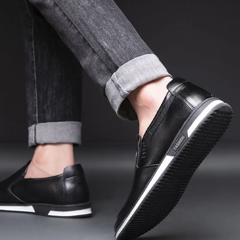 Men Leather Casual Shoes Slip-on Business Dress Shoes Office work Footwear for male Zapatos De Hombre