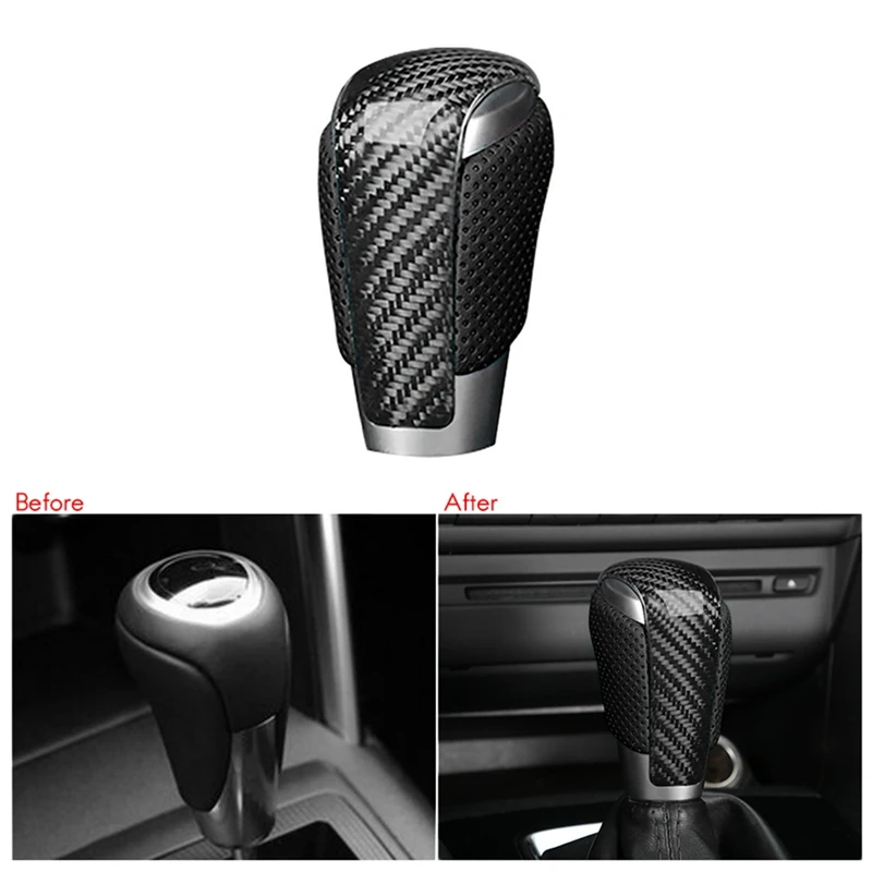 

Carbon Fiber Leather Gear Shift Knob Gear Head Shift Knob Cover Modified Replacement For Mazda Axela CX-5 Atenza