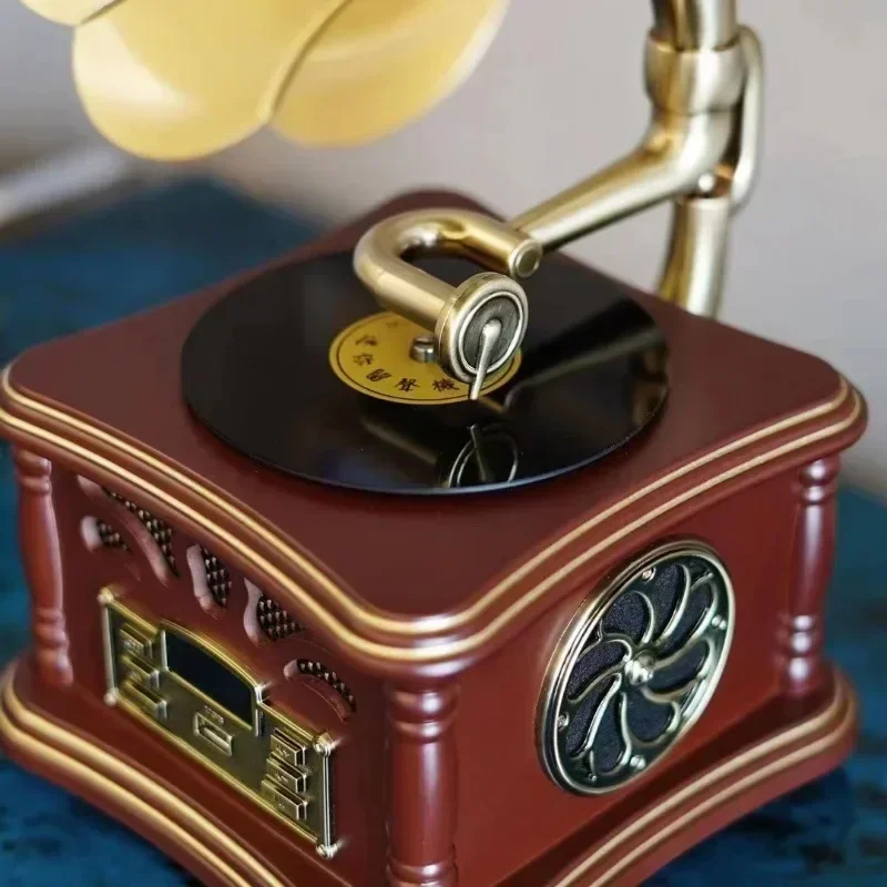 Retro Phonograph Living Room European Solid Wood Decoration Vinyl Record Player Creative Bluetooth Small Speaker