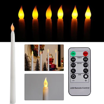 리모컨 깜박이는 플레임리스 테이퍼 LED 양초 라이트, 배터리 구동 가짜 촛대, 홈 파티 웨딩 크리스마스 장식