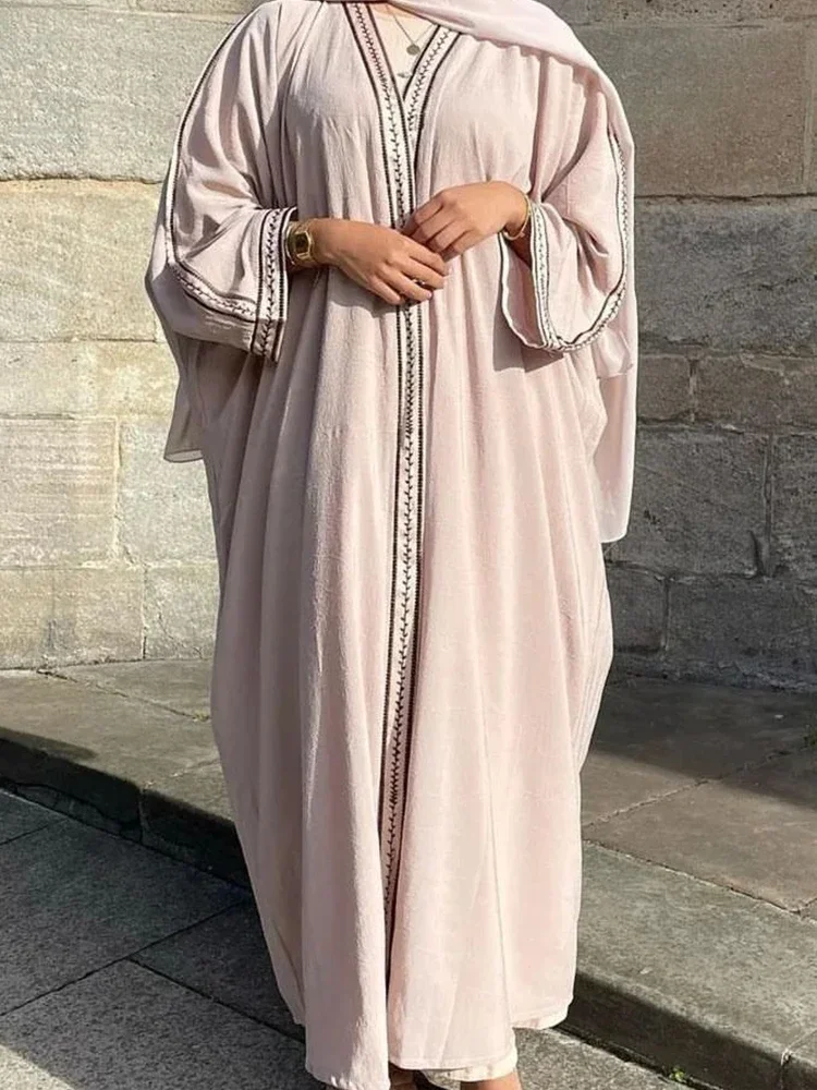 Eid Open Abaya Kimono Muslim Embroidery Abayas for Women Dubai Luxury Party Hijab Dress Turkish Kaftan Robe Islam Modest Outfit