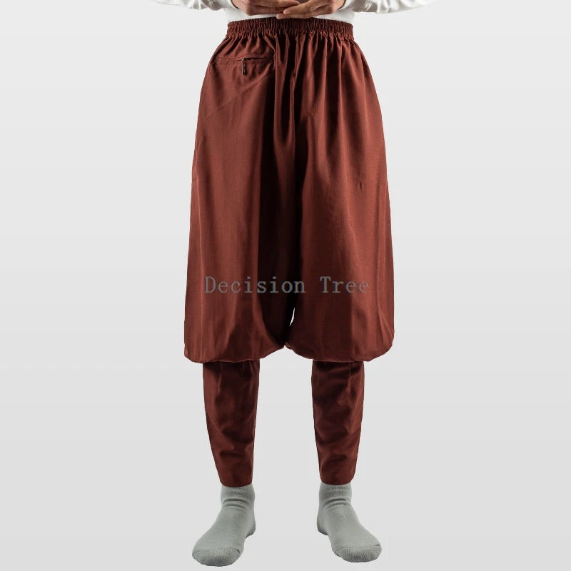 Chinese Buddhism Monk Daily Practice Leggings Pants Comfortable Linen Men Wushu Trousers Solid Color Simple Casual Pants