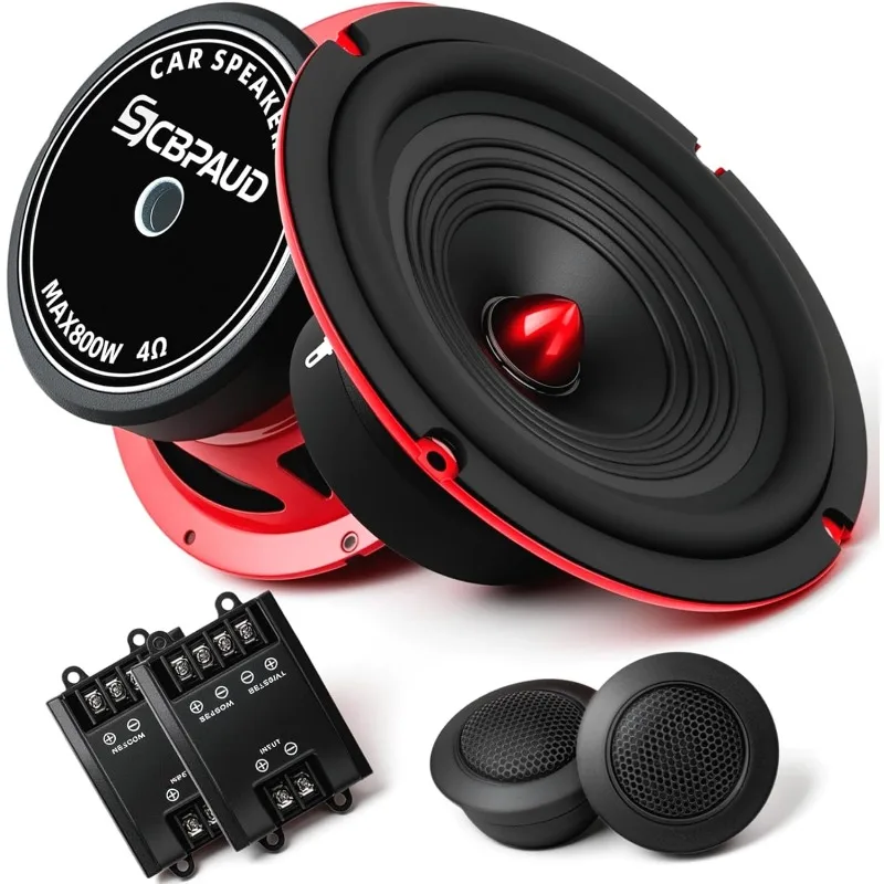 Altoparlanti Componenti da 6,5 Pollici 800W, Woofer ad Alte Prestazioni, Include Altoparlanti Mid-Bass, Tweeter a Cupola in Seta, Crossover Universali - immagine 2