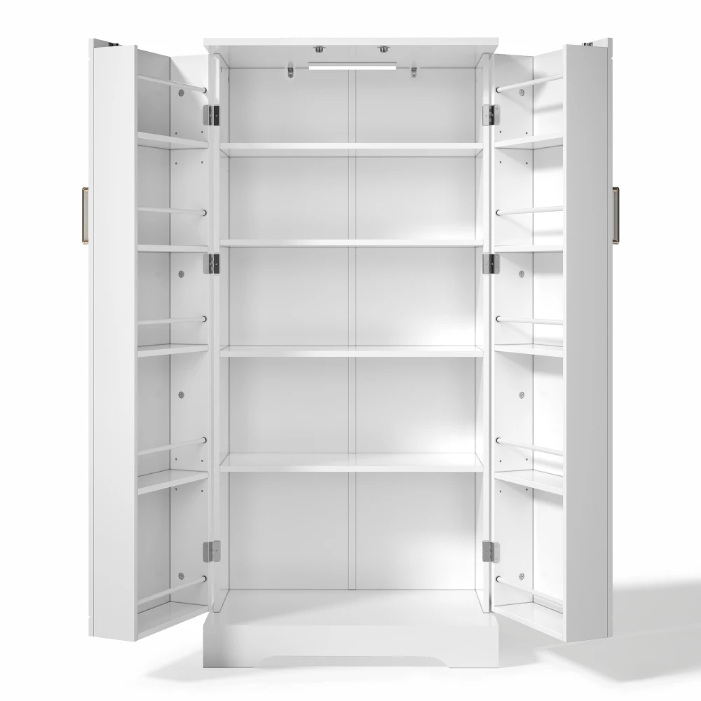 60×35×128cm Moderner Küchenschrank – LED-Licht, geräumige Aufbewahrungsfächer, ideal für Küche, Esszimmer und Speisekammer – Detail 25