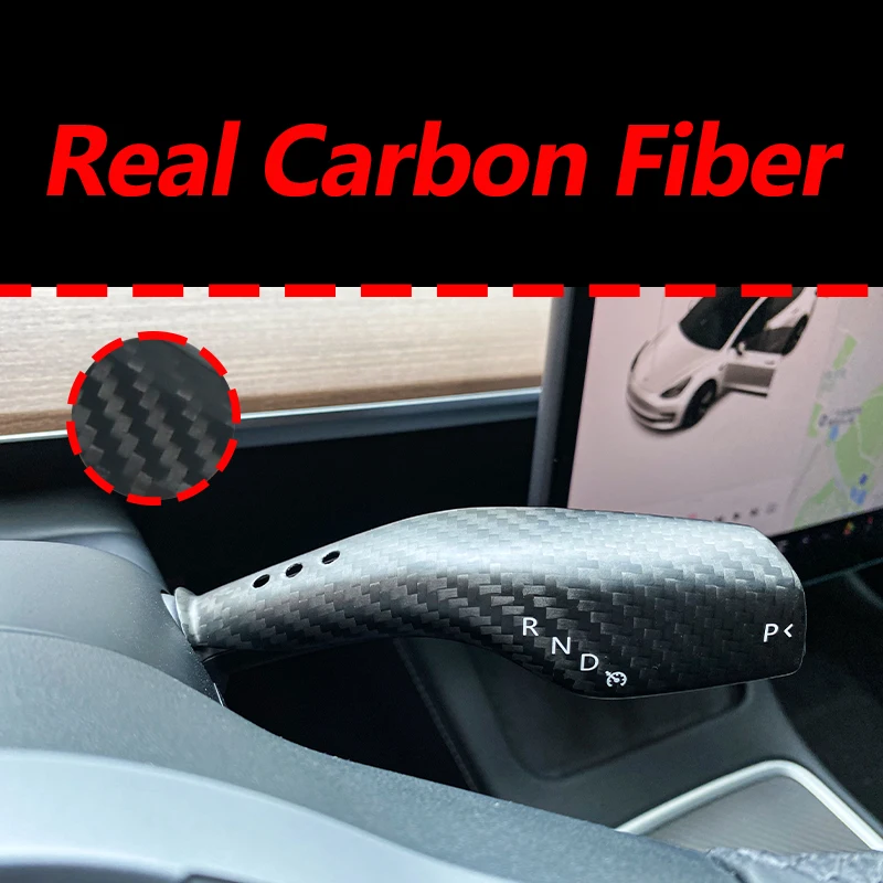 

Carbon Fiber Steering Wheel Whift Protection Cover For Tesla Model 3 Y Car Column Shift Knob Cover Decor