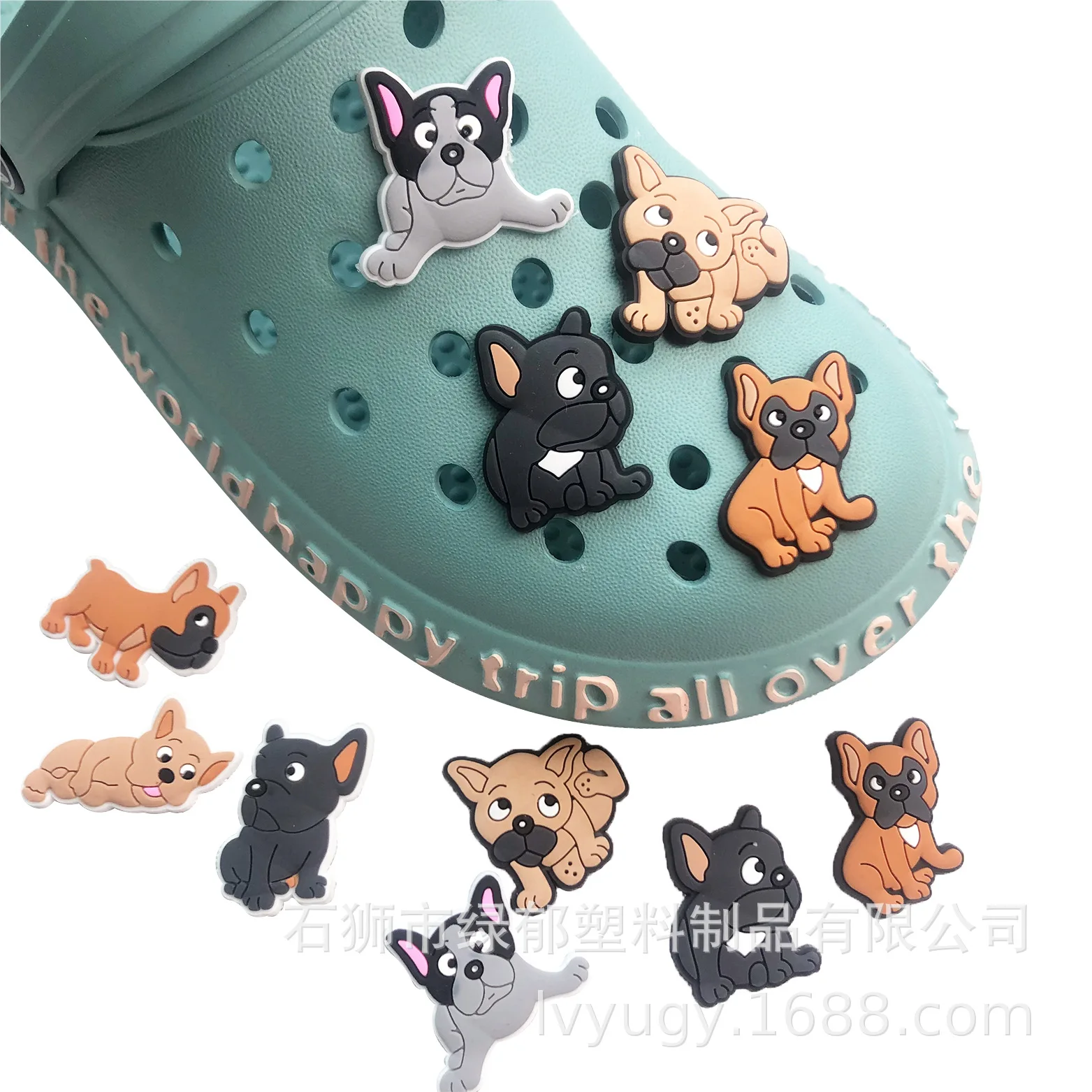 

Single Sale Dogs Cartoon Shoe Buckle Croc Charms PVC Sneakers Wristband Decorations Clogs Able Wholesale Kids Boys X-mas Gifts