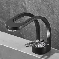 Basin Faucets Mixer Frosted Gold Bathroom Sink Taps Hot and Cold Single Hole Bathroom Faucet Basin Crane Taps Wash Basin Mixer 3