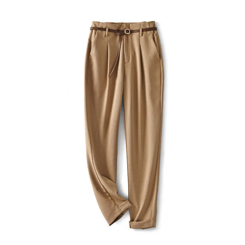 Commute Fashion Women's Straight Solid Color Cropped Pants Summer New Casual Simplicity High Waist Suit Pants Female Clothing