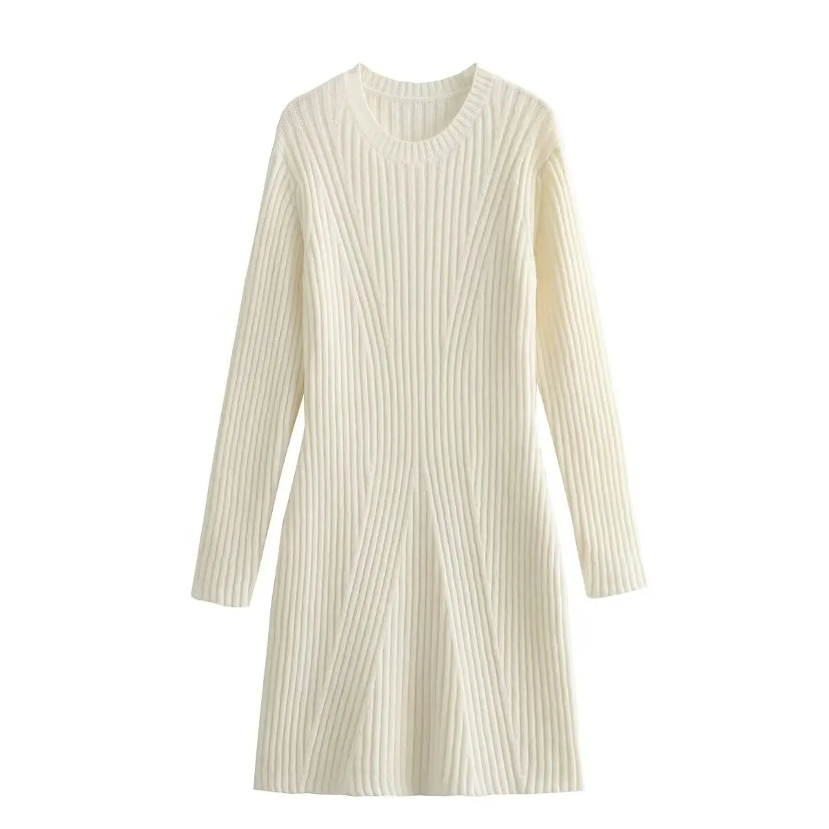 Vestido de moda de punto acanalado para mujer, cintura alta, suelto, vintage, con retazos, elegante, para fiesta, vestido de punto para mujer, minivestido