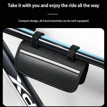 Borsa portaoggetti per manubrio di bicicletta in tessuto impermeabile con striscia riflettente per il pendolarismo in bicicletta su strada e in montagna