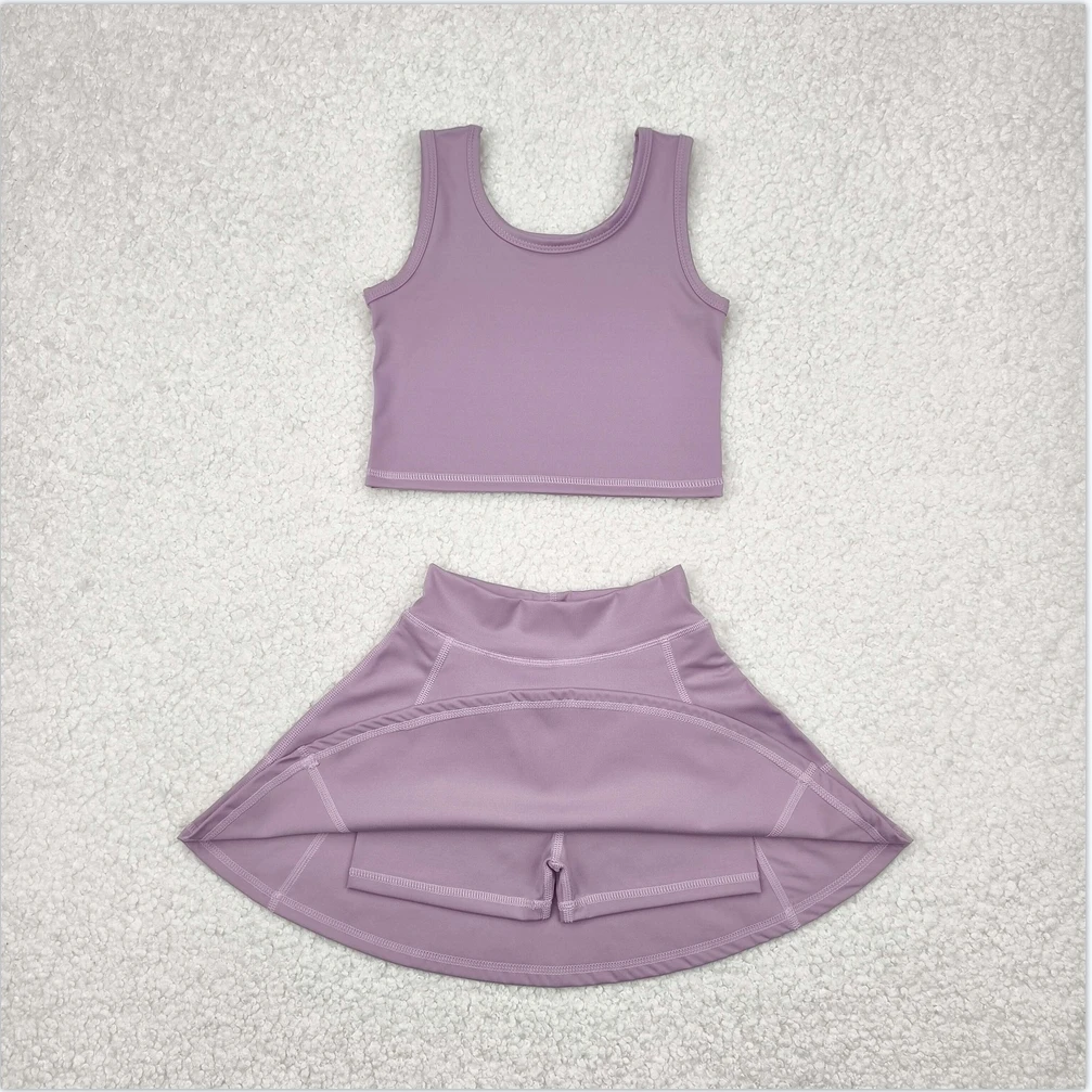 طفل فتاة الصيف رياضية Acive ارتداء مع القلاع الزرقاء سترة يوجا أعلى الرياضة Skorts طفل الفتيات الملابس فساتين مجموعات