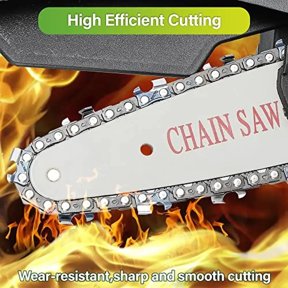 4-Inch Portable Handheld Mini Electric Chainsaw with 2 Batteries High Efficiency Lightweight Cordless Chainsaw Wood Cutting and 3