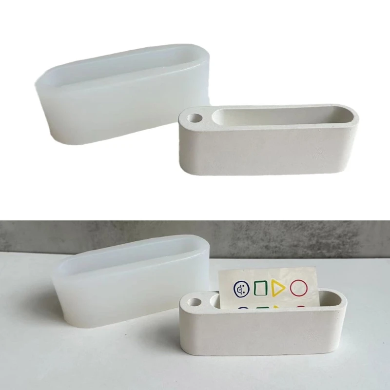 

Oval Business Card Holder Silicone Mold Pen Stand Desk Resin Molds for DIY Crafts Pen Holder Silicone Molds T8DE