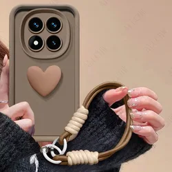 Love Heart Hand Strap Cover for Xiaomi Redmi Note Series (Brown)