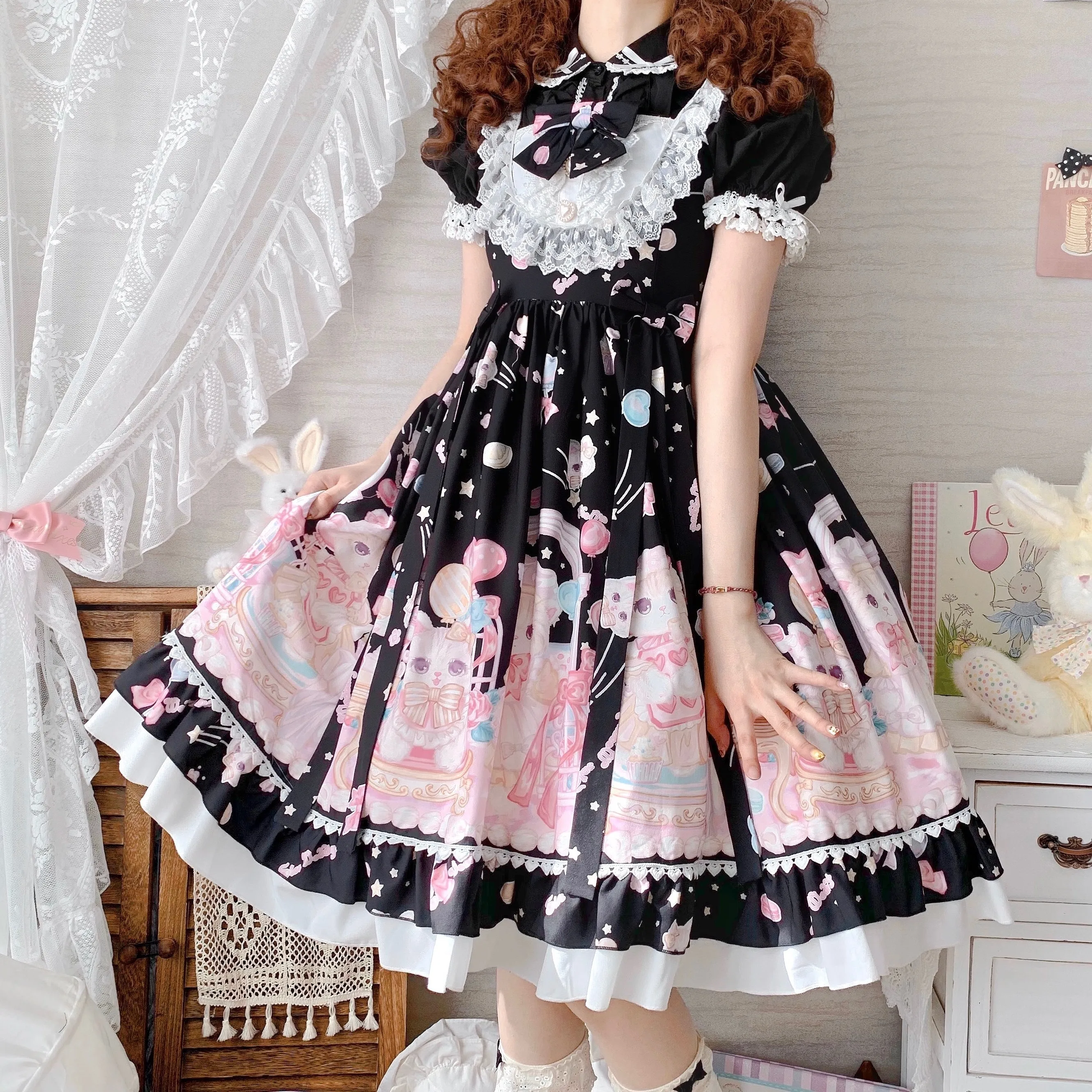 S-4XL JSK Lolita Dress Japanese soft girl Kawaii sweet Sleeveless Cute print jsk suspender Girly Baby Doll Dresses Clothing