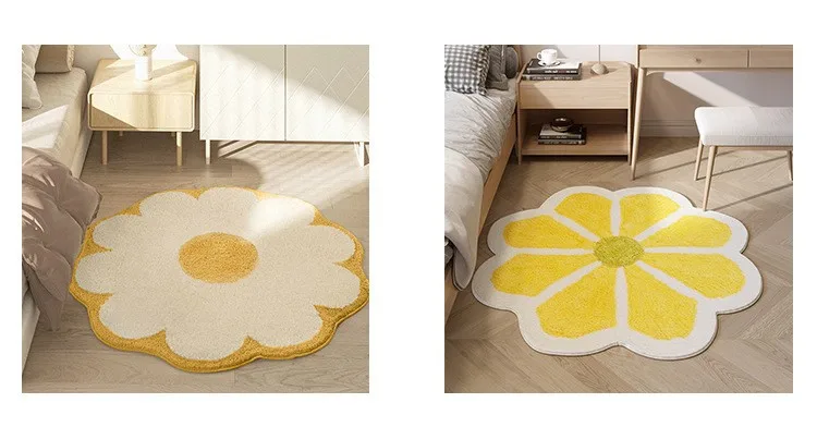 Fresh Round Carpet American Home Imitation Cashmere Flower Carpet Living Room Bedroom Bed Front Thick Absorbent Mat
