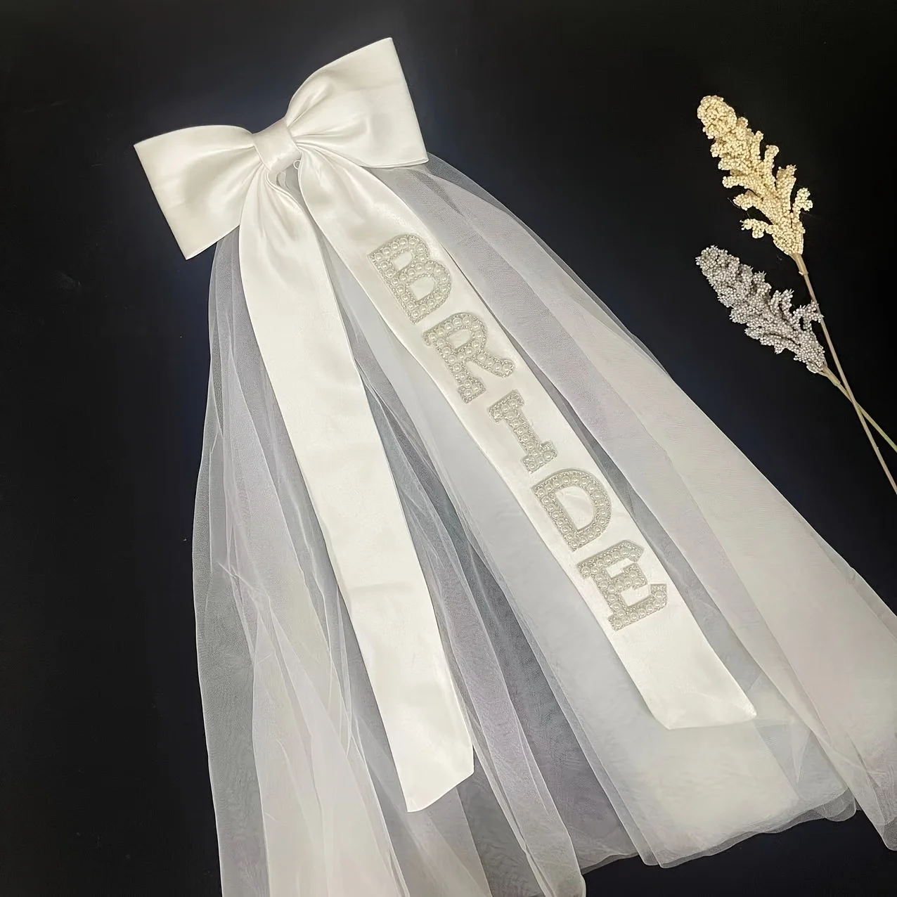 Elegante velo da sposa con fiocco - Poliestere di alta qualità, perfetto per matrimoni e addii al nubilato - Ideale come accessorio fotografico per matrimoni