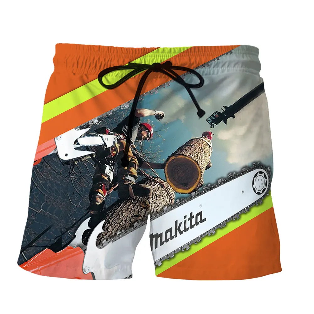 SONSPEE Chainsaw Tool Pattern 3D Print Street Lumbering Shorts Men Women Hip Hop Sawing Machine Harajuku Oversize Short Pants
