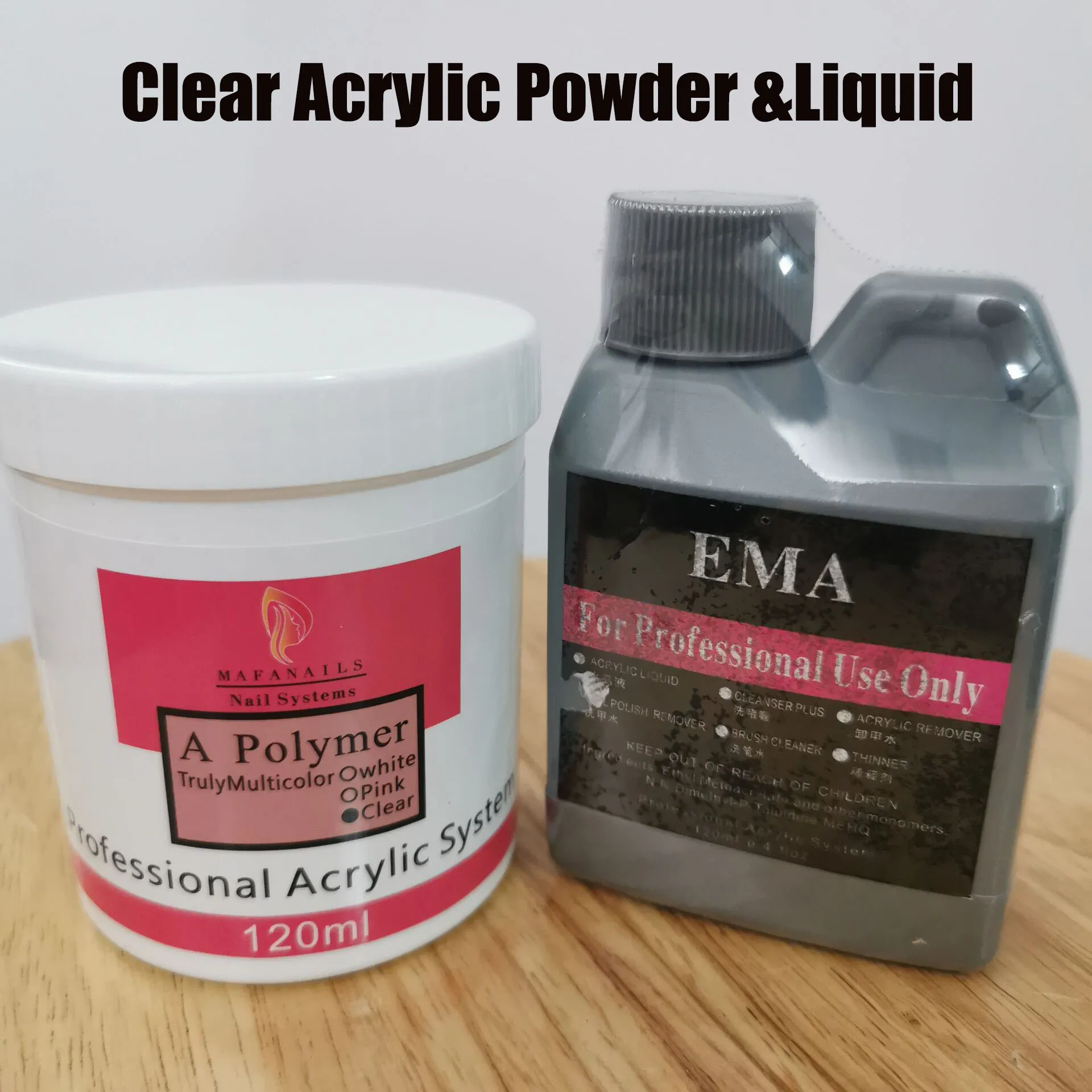 

EMA 120ml Acrylic LIquid+120ml Acrylic Powder Set 2Pcs/kit Pofession Extension Nail Powder DIY Nail Monomer Manicure Tools 2#