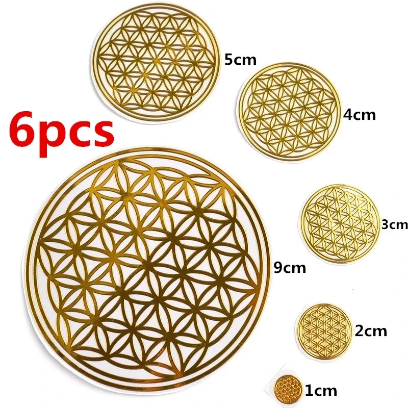 3D Stickers 3D Wall Stickers 6PCS/Lot Flower of Life Copper Energy Stickers Phone Case Sticker Crafts DIY Jewelry Making