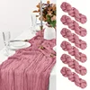 6PCS Gauze Table Runner Wedding Semi-Sheer Vintage Cheesecloth Dining Party Christmas Banquet Arches Cake Wholesale Table Decor 3