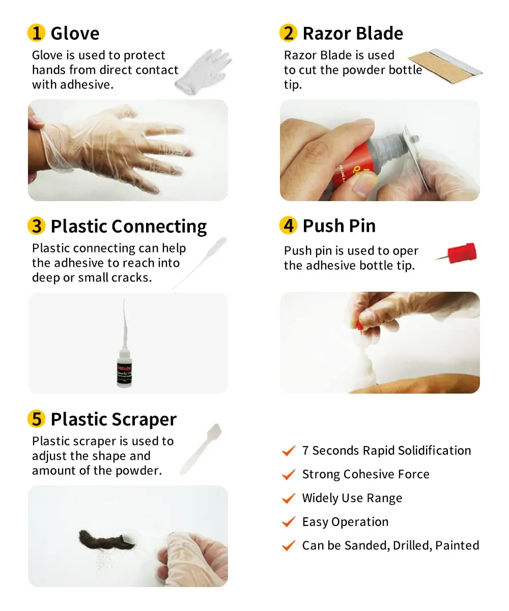 Super Glue Speedy Fix Metal Plastic Adhesive Welding Glue Strong Liquid Powder 7 Seconds Wood Repair Universal Caulk Adhesive repair glue