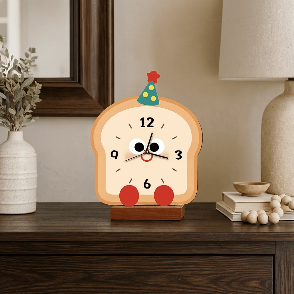 Home Ornaments Cream Style Tabletop Clock Exquisite Portable Desk Clock Battery Operated Cartoon Bedside Table Clock Bedroom
