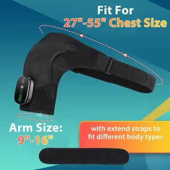 Electric Heating Shoulder Massager Brace Joint Vibration Arthritis Pain Relief LED Smart Controller Adjustable Support Belt 6