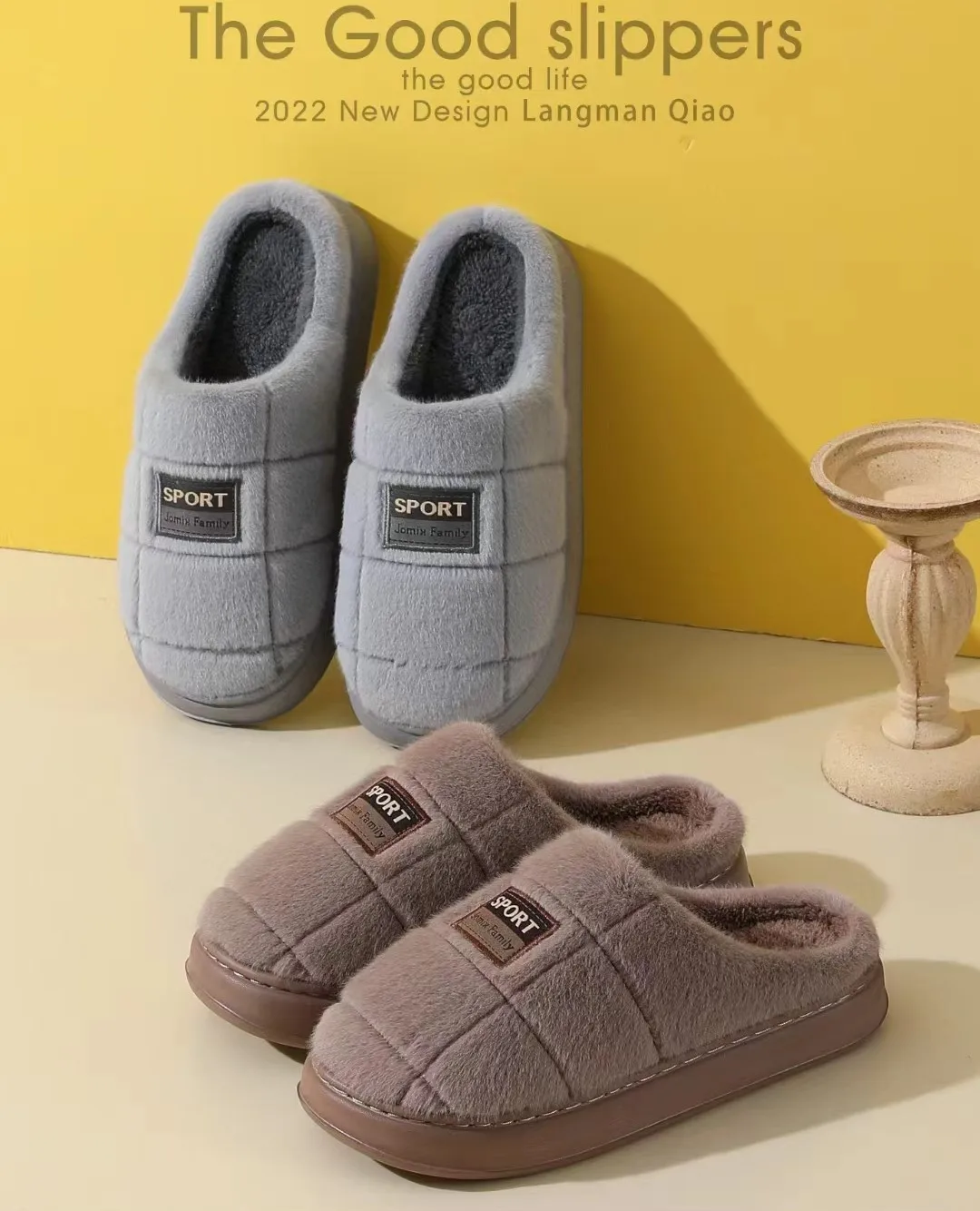 New Fashion Winter Slippers Women Men Thick Sole Indoor Home Warm Couples Shoes Non-Slip Flat Platform Women's Cotton Slippers