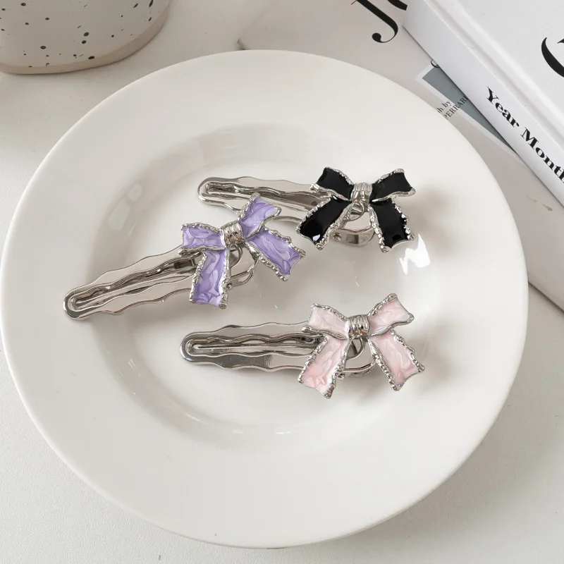 Модная простая фиолетовая заколка для волос с бантом в Корейском стиле Y2k Милая звезда аксессуары для женщин в винтажном стиле для девушек