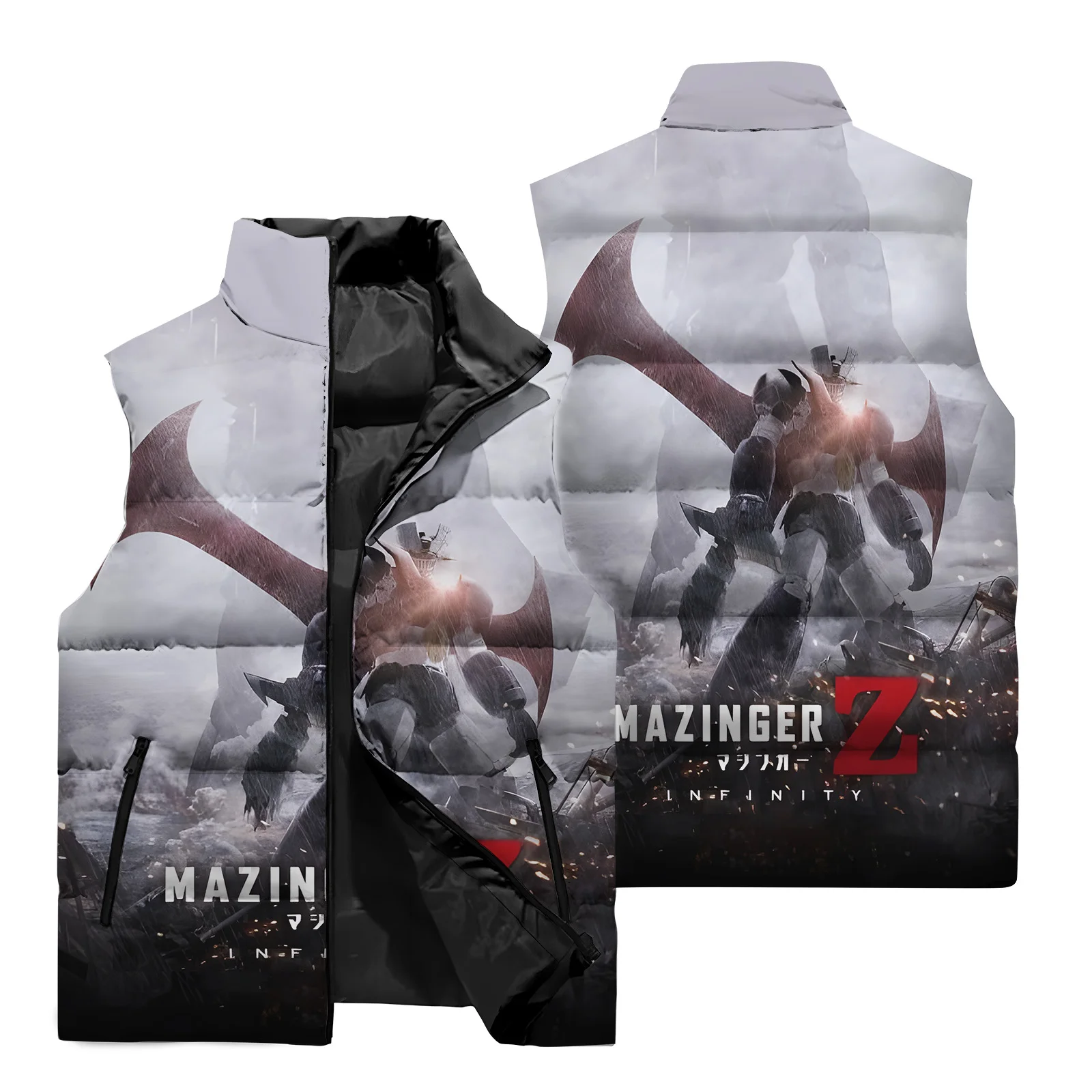 thumbnail image 1 of Chaqueta sin mangas para hombre Mazinger Z, chaleco con patrón 3D Mecha, chaqueta deportiva para caminar por la calle al aire libre para otoño e invierno, 1 of 4