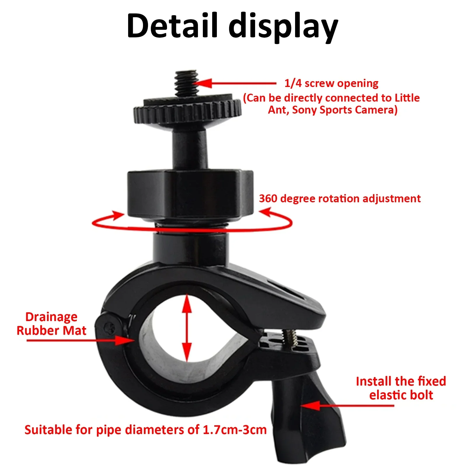 Support Guidon Vélo pour GoPro Hero 13-4, DJI, Insta360 - Pince Moto